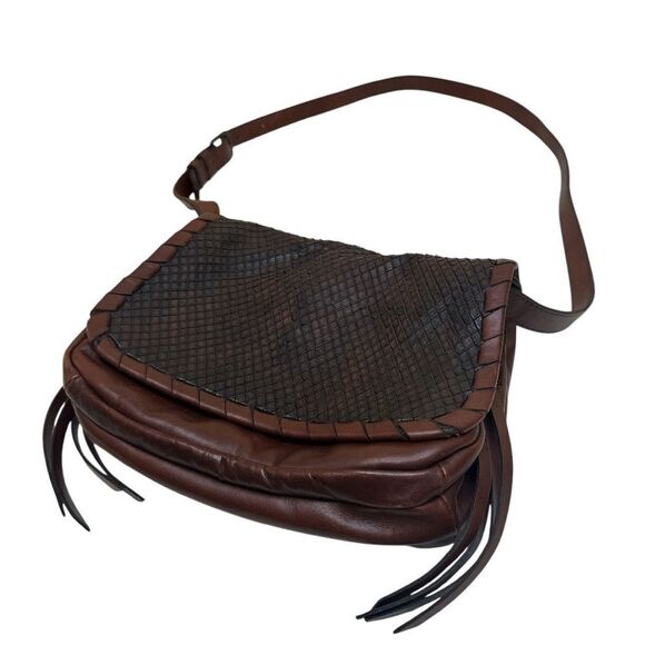 FRYE Layla Flap Saddle Black and Brown Leather Crossbody Bag - Picture 3 of 11
